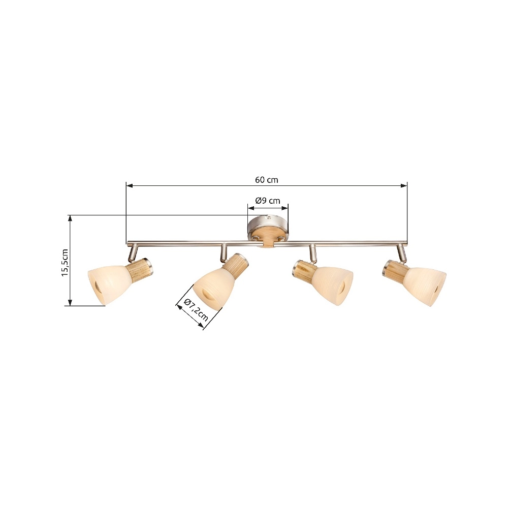 Lampe de plafond Gylfi Nickel avec 4 feux en bois Globo 9007371352548