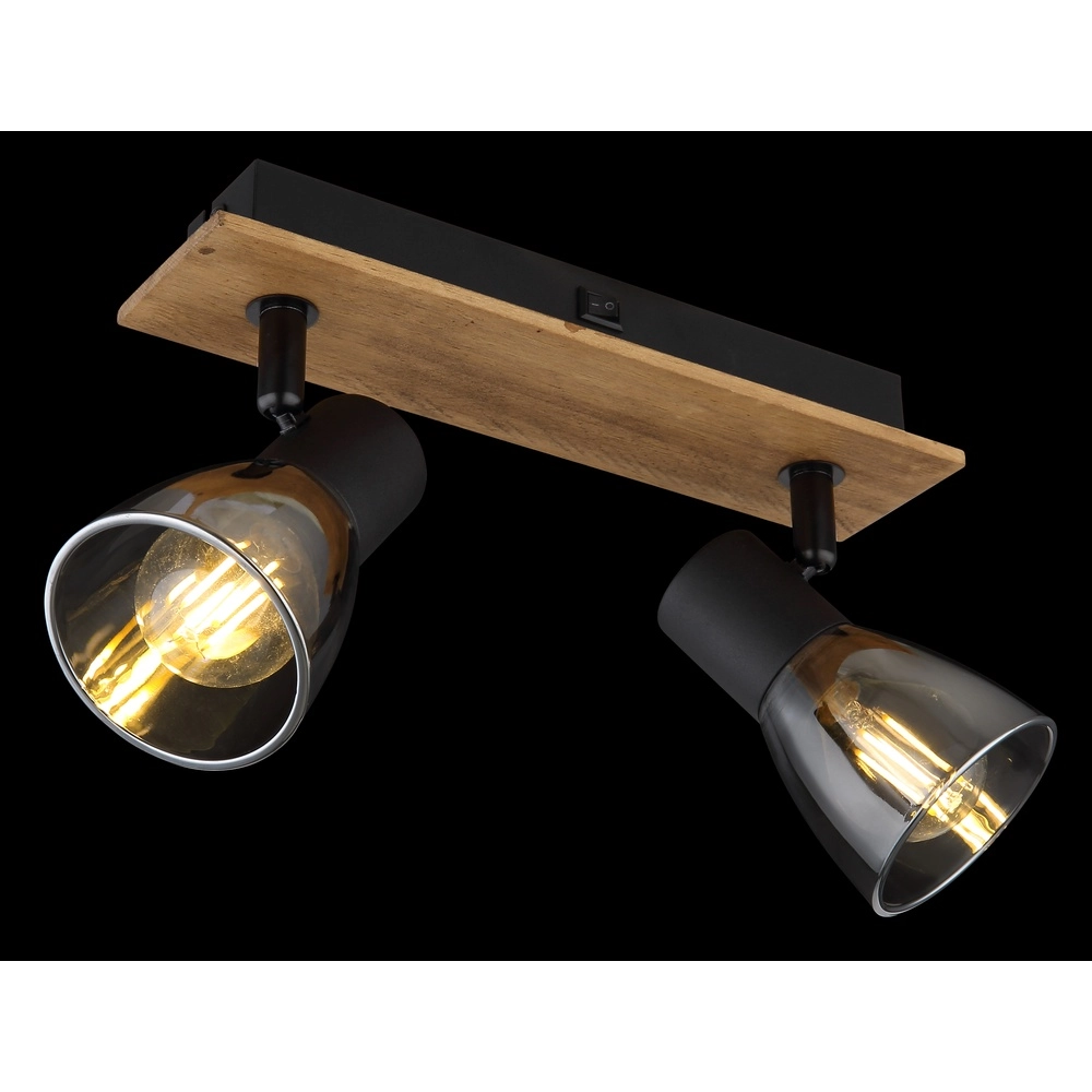 Lampe de plafond Claude 2-noir clair avec bois Globo 9007371443208