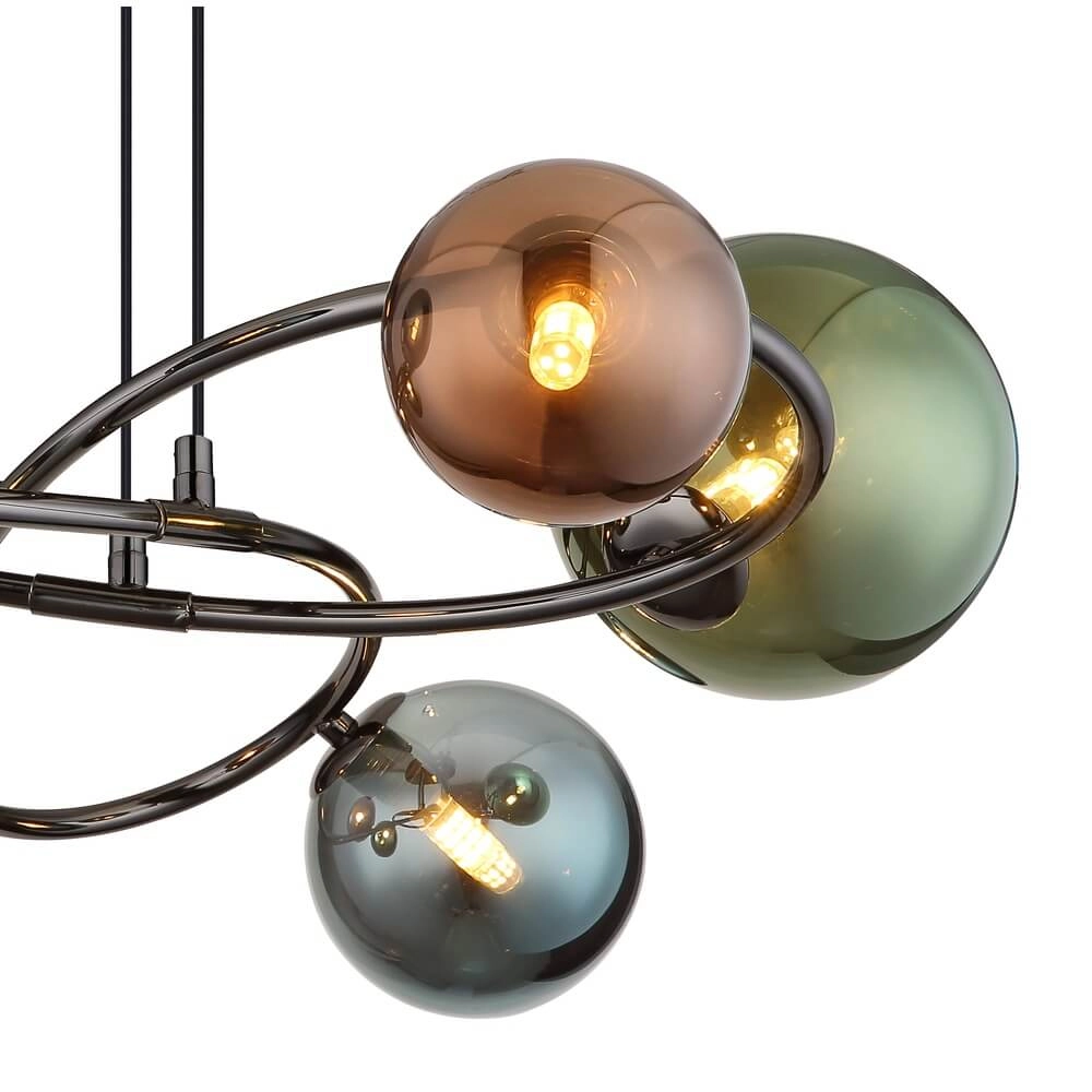 Suspension noire Riha Verre coloré 6 lumières Globo 9007371447114