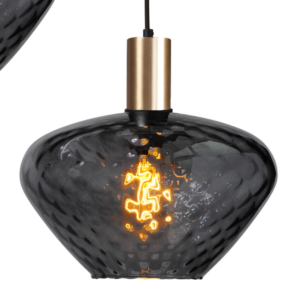 Suspension loft 3 lumières - or - Porto avec des verres à fumée Blossom Masterlight 8718121270807