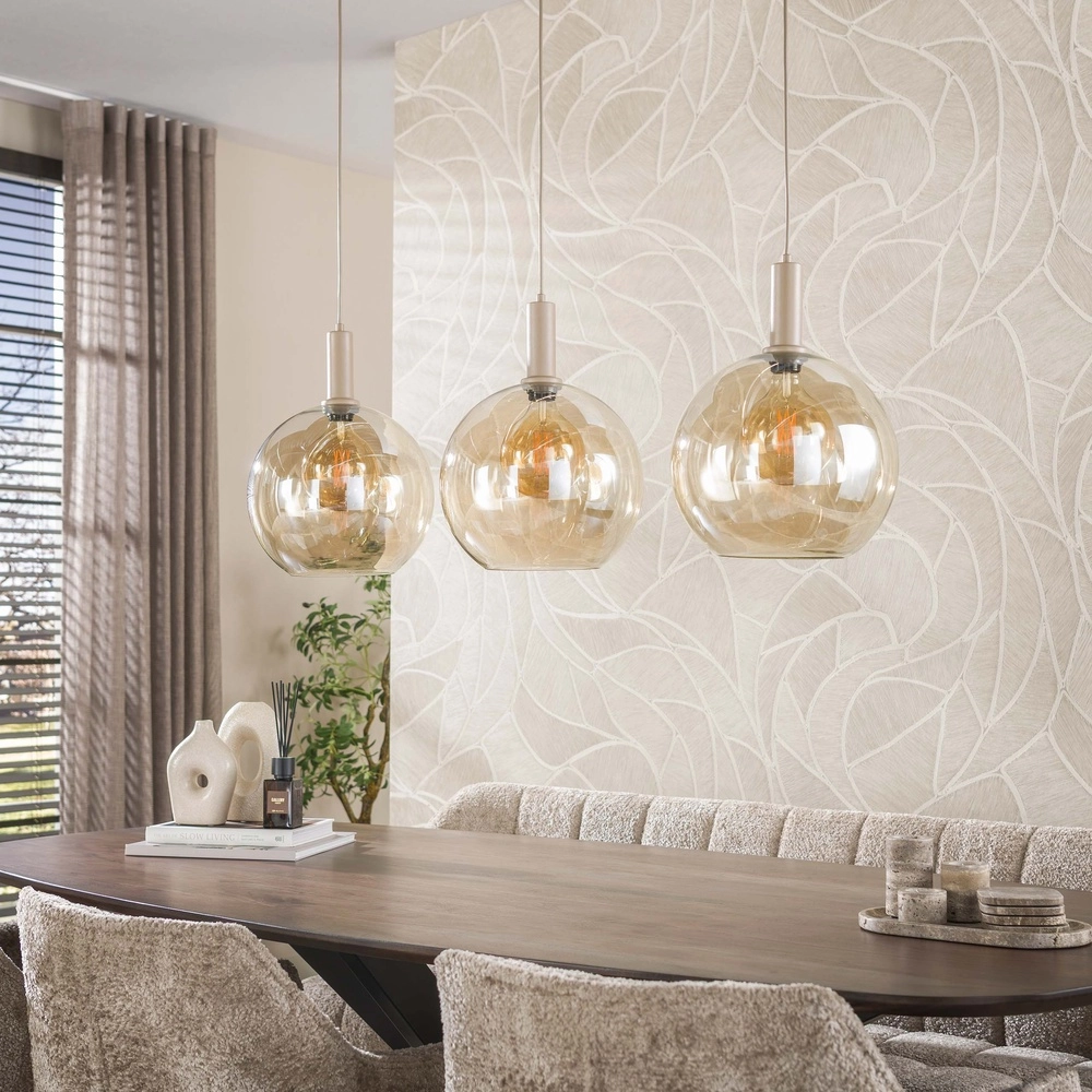 Lampe pendante de conception Sfera Brun sable clair à 3 Lyora 8716803515147