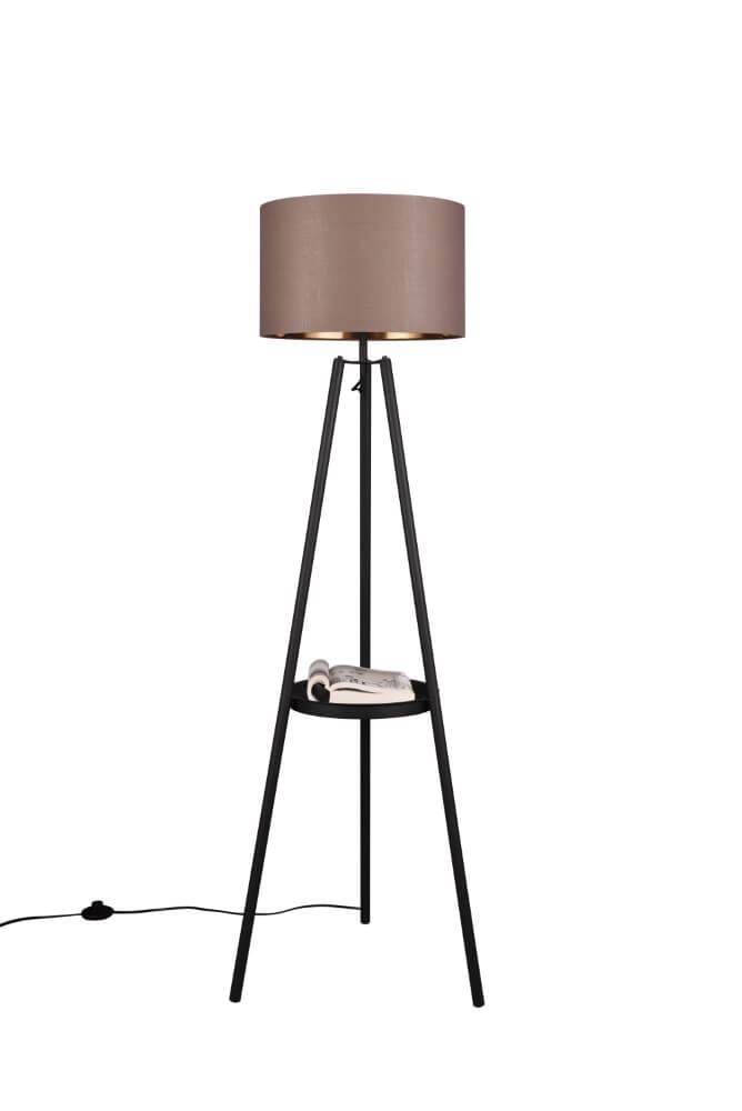 Lampadaire sur pied Colette noir avec nuance taupe Trio 4017807574548