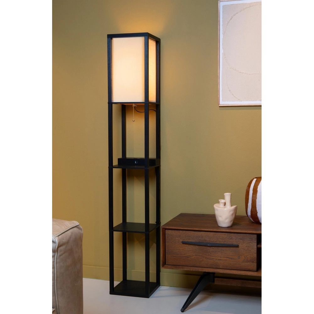 Lampe de pied Menno avec le panneau de recharge sans fil noir Lucide 5411212441607