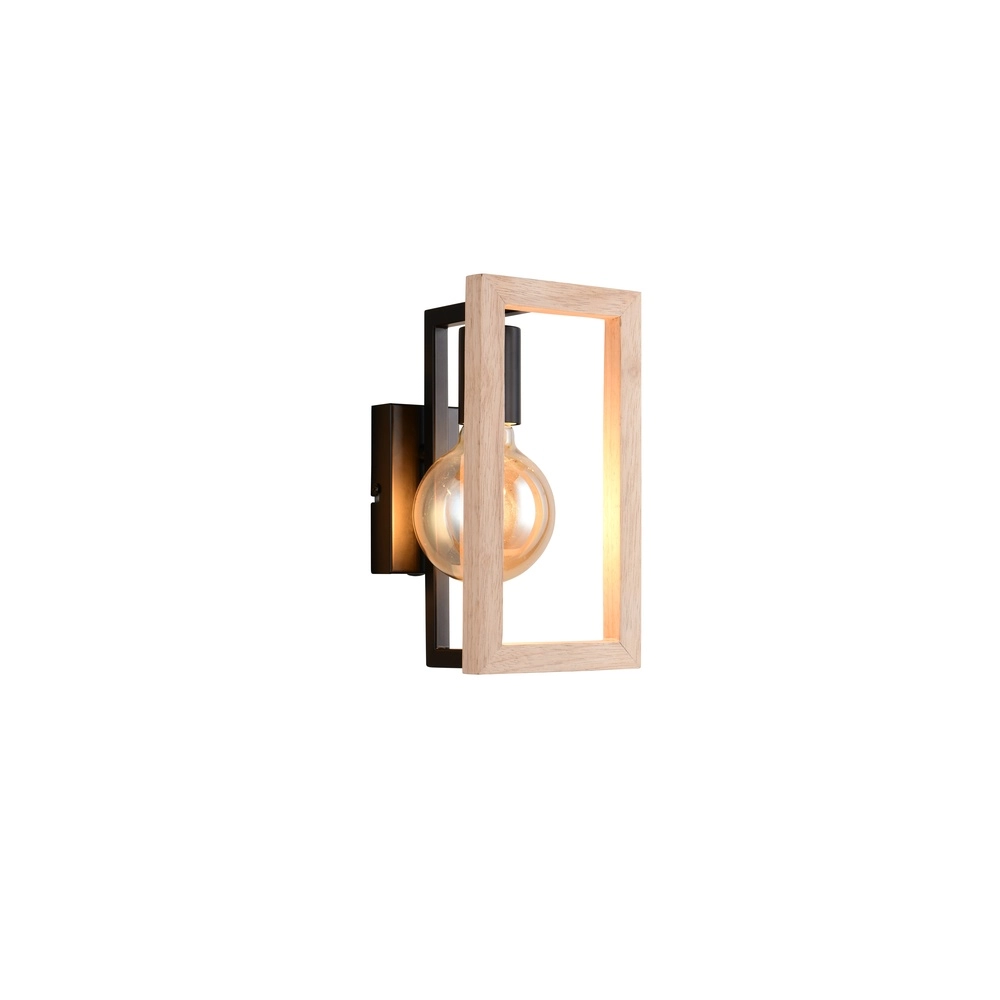 Lampe murale de conception Bano noir avec bois Trio 4017807670899