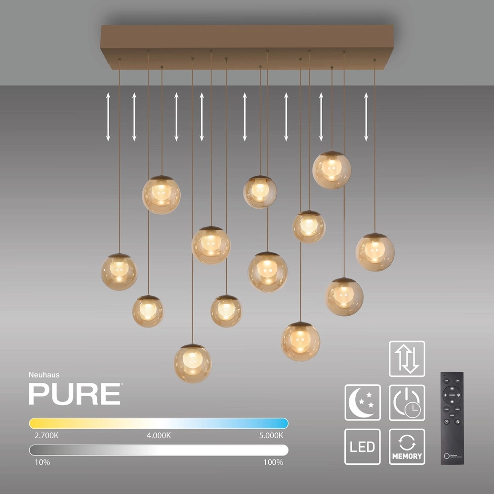 Lampe suspendue à 13 lumières Pure Popup Bronce Paul Neuhaus 4012248398319