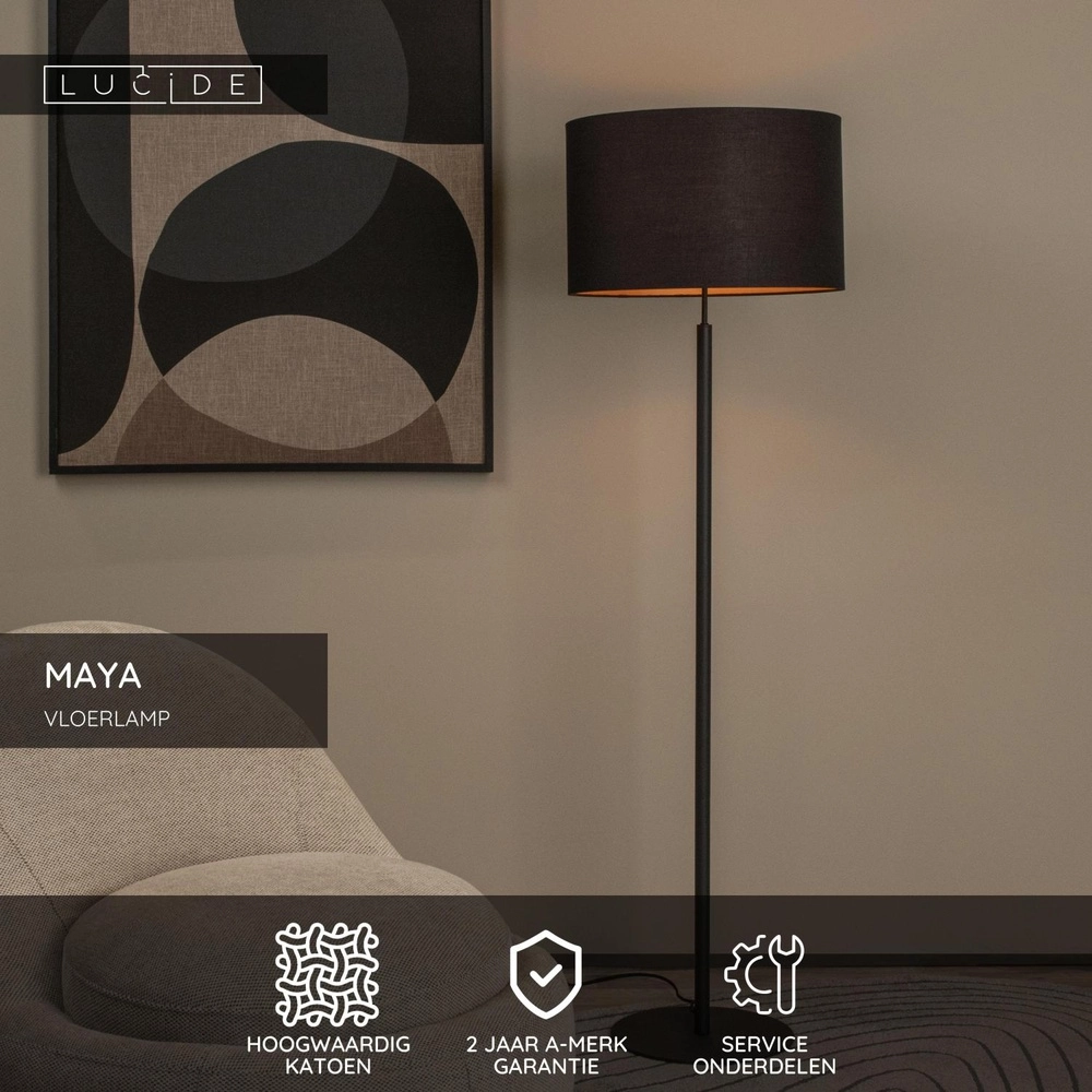 Lampe de pied Maya Noir Lucide 5411212452627