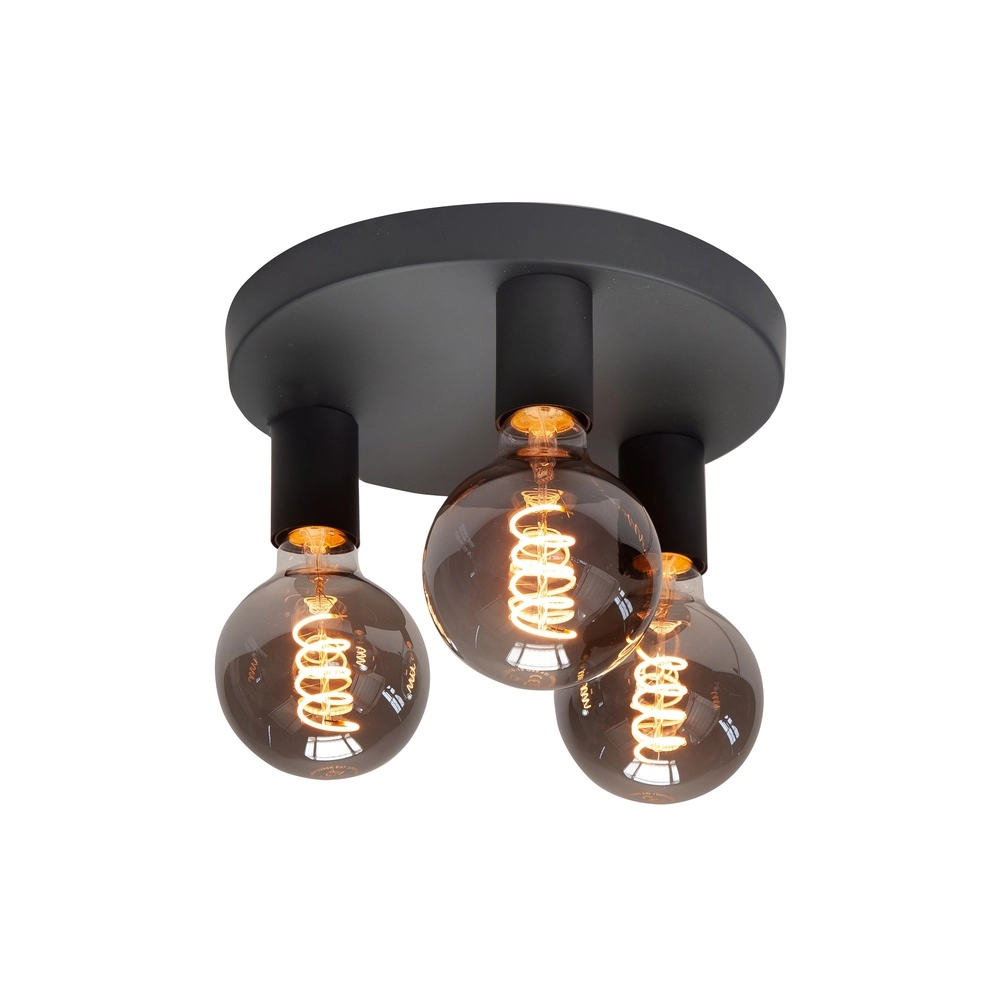 Plafonnier 3 lumières Basic noir Ø 25cm