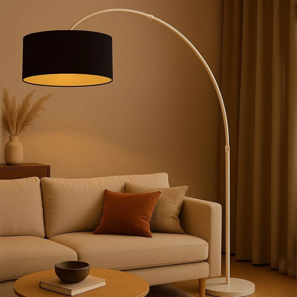 Lampe à arc Sparkled Light crème avec abat-jour noir Ø 50cm Steinhauer 8712746179989