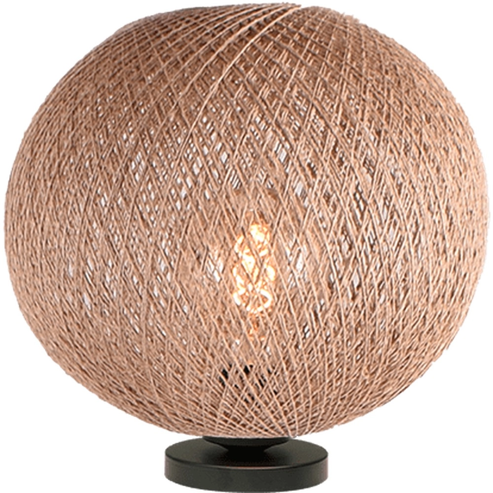 Lampe de table Corda noir avec rotin Ø 30cm