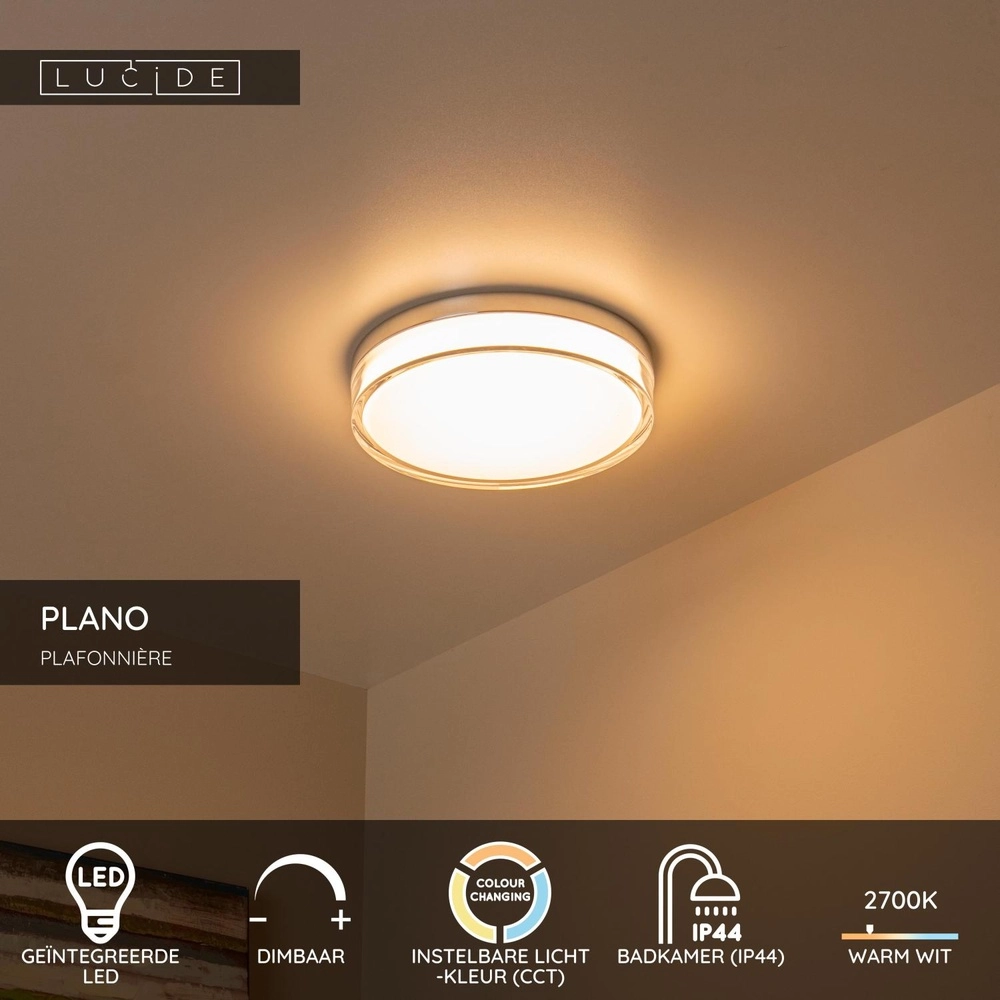 Éclairage de plafond Plano Ø chrome 28cm Lucide 5411212782939
