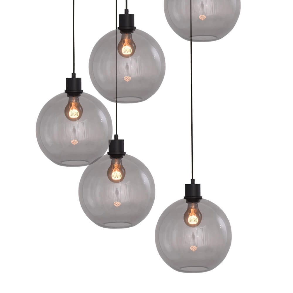 Lampe suspendue Vide Lazise 5x Ø 20cm noir Masterlight 8718121303574