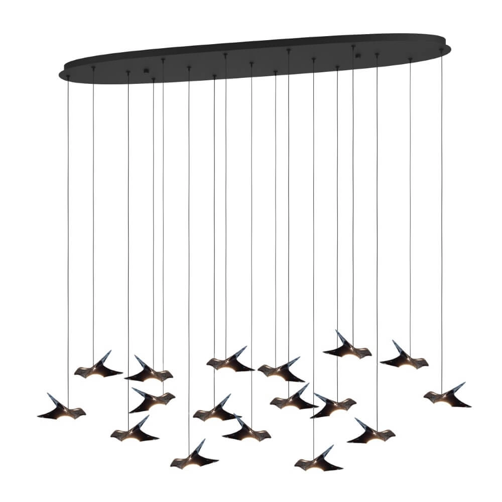 Lampe suspendue Paratebueno rectangulaire avec des oiseaux Lampe suspendue Paratebueno rectangulaire avec des oiseaux
