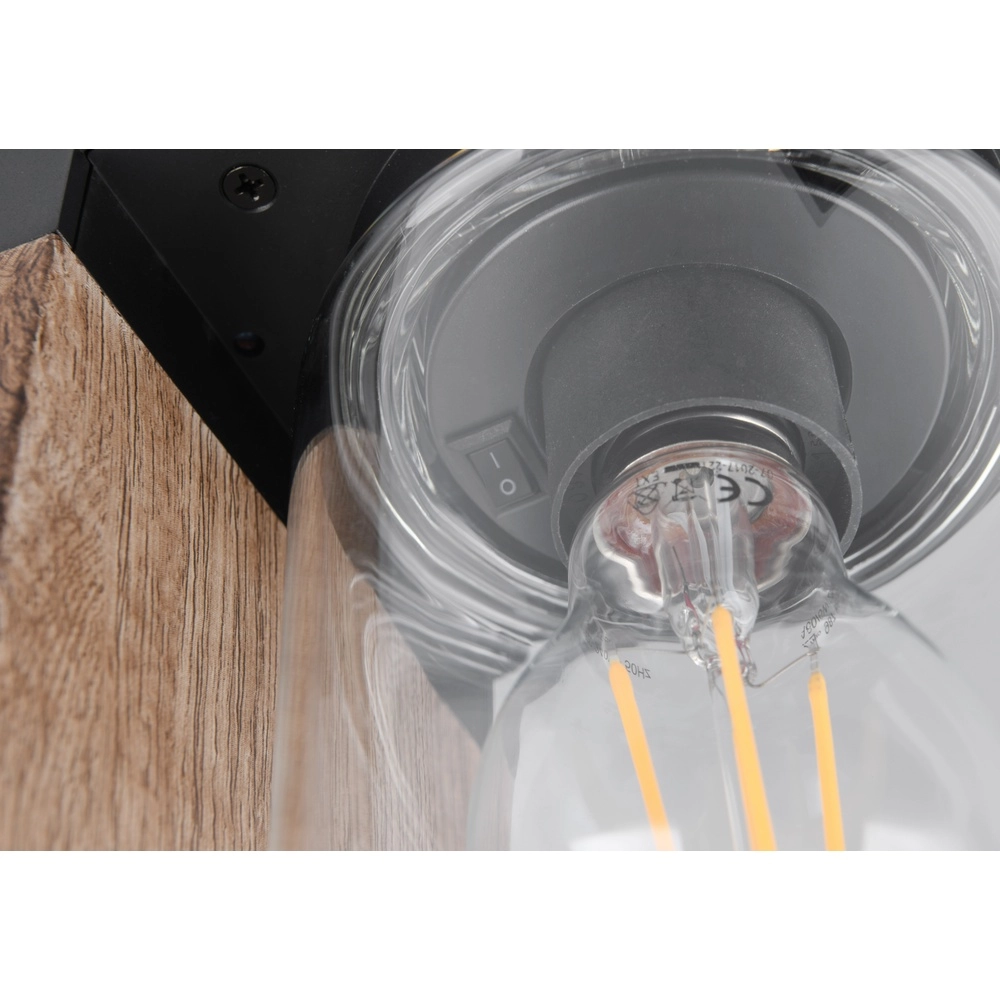 Lampe de jardin Ardila noir avec bois 100cm Trio 4017807603453