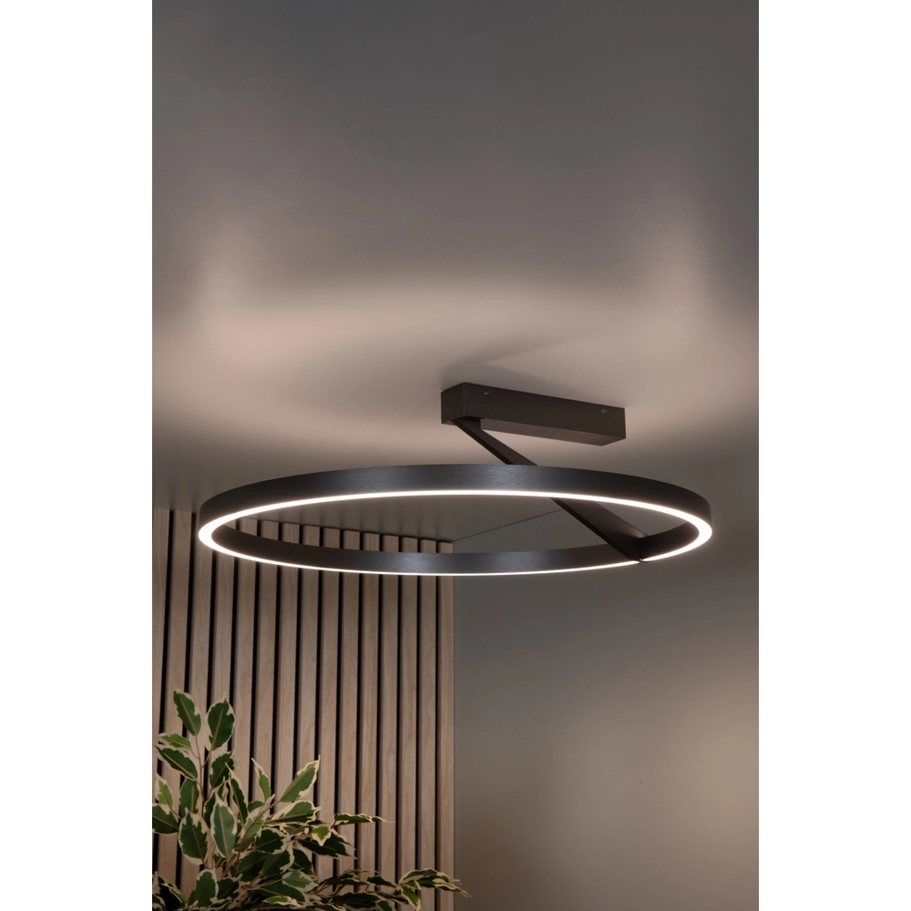 Lampe de plafond à design Applause Ø 60 cm - acier brossé - avec télécommande Premium by Lucide 5411212221803