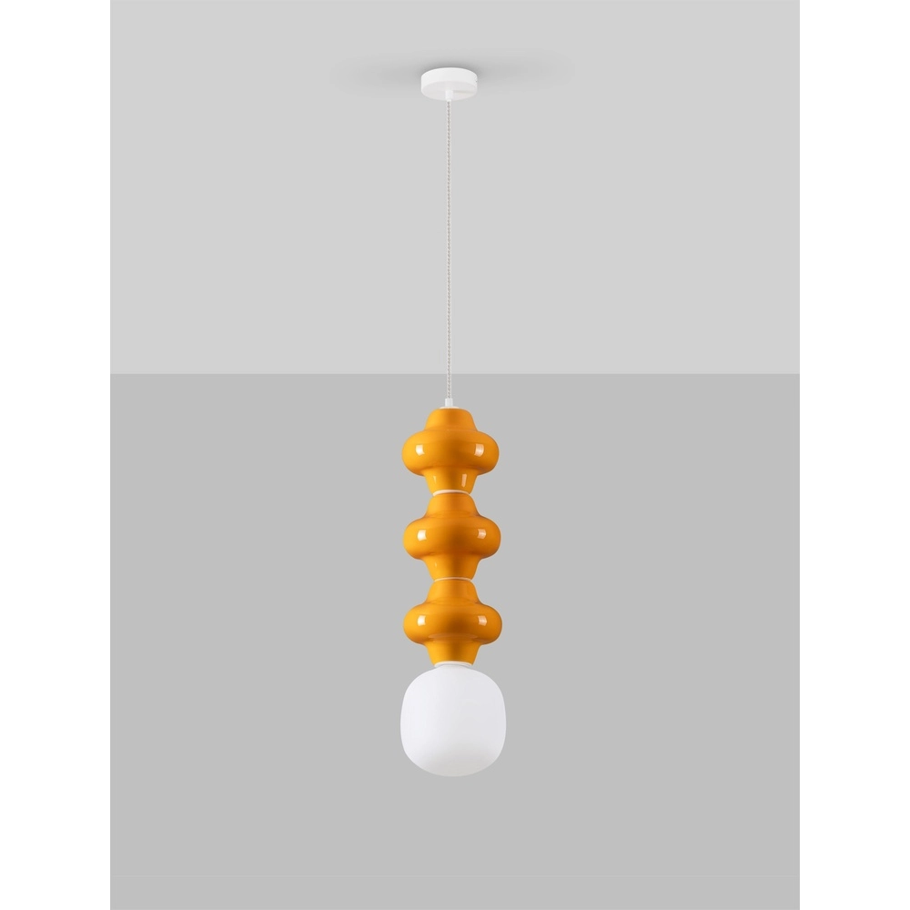 Suspension Clio L céramique orange avec verre blanc Lyora 5212017461322