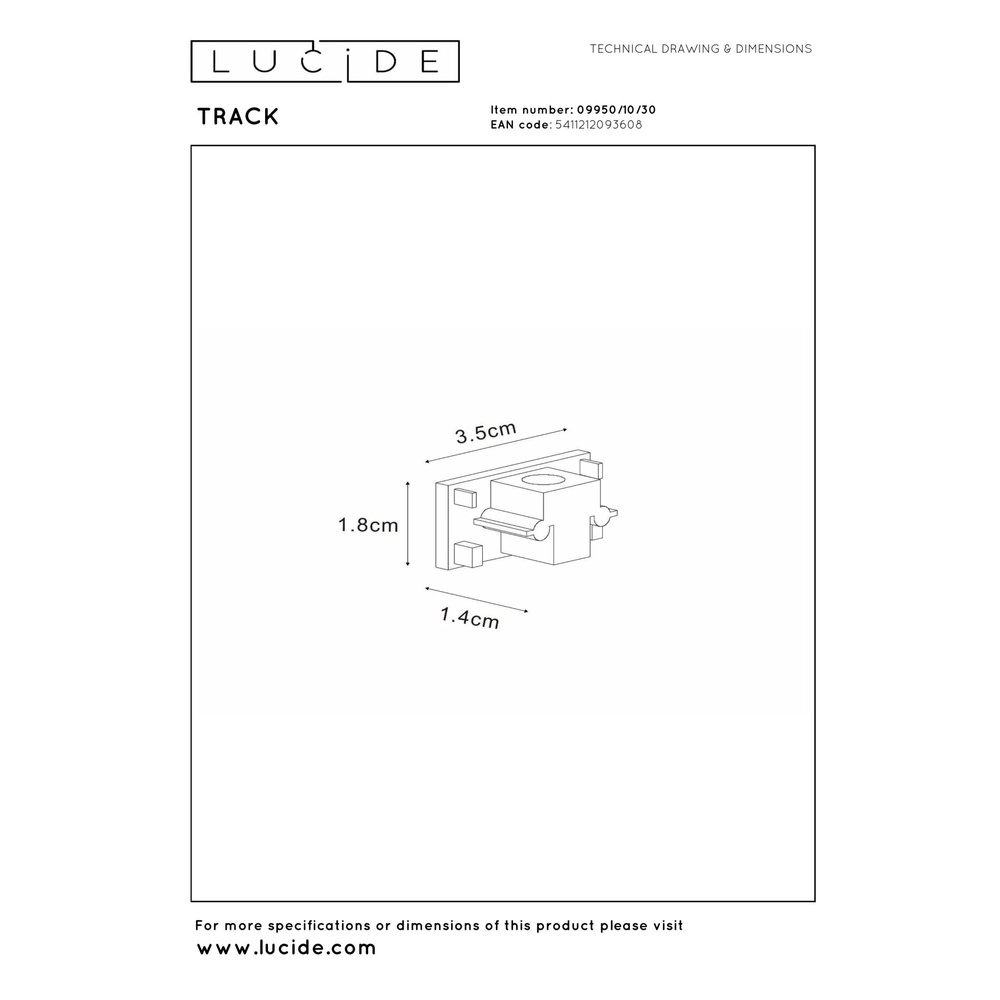Ensemble de 2 capuchons de rail Track Noir monophasé Lucide 5411212093608