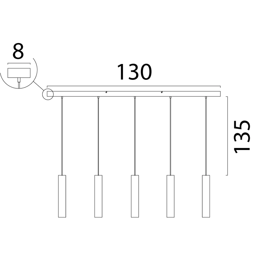 Lampe pendante de salle à manger Run 5 pendentifs noirs Masterlight 8718121204574