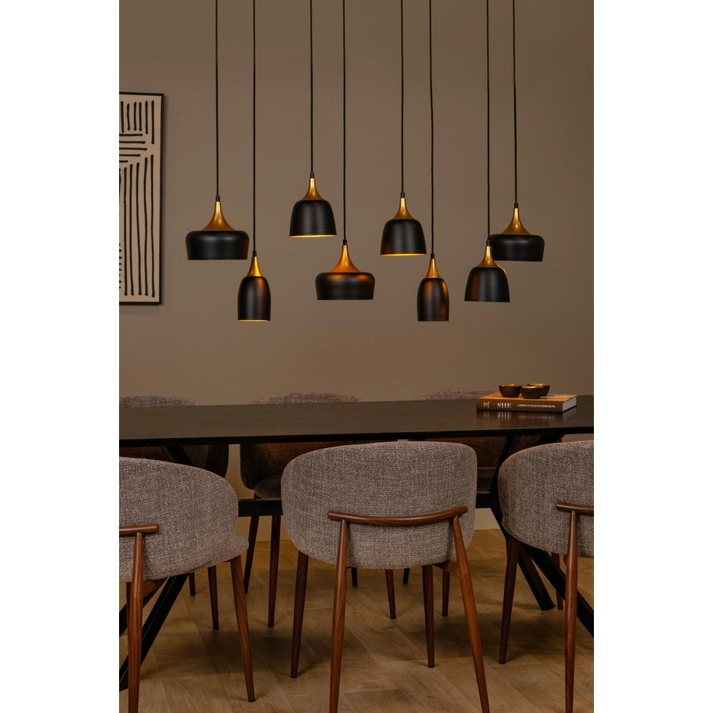 Lampe suspendue à 8 lampes Chayanne Design noir avec or Lucide 5411212051554