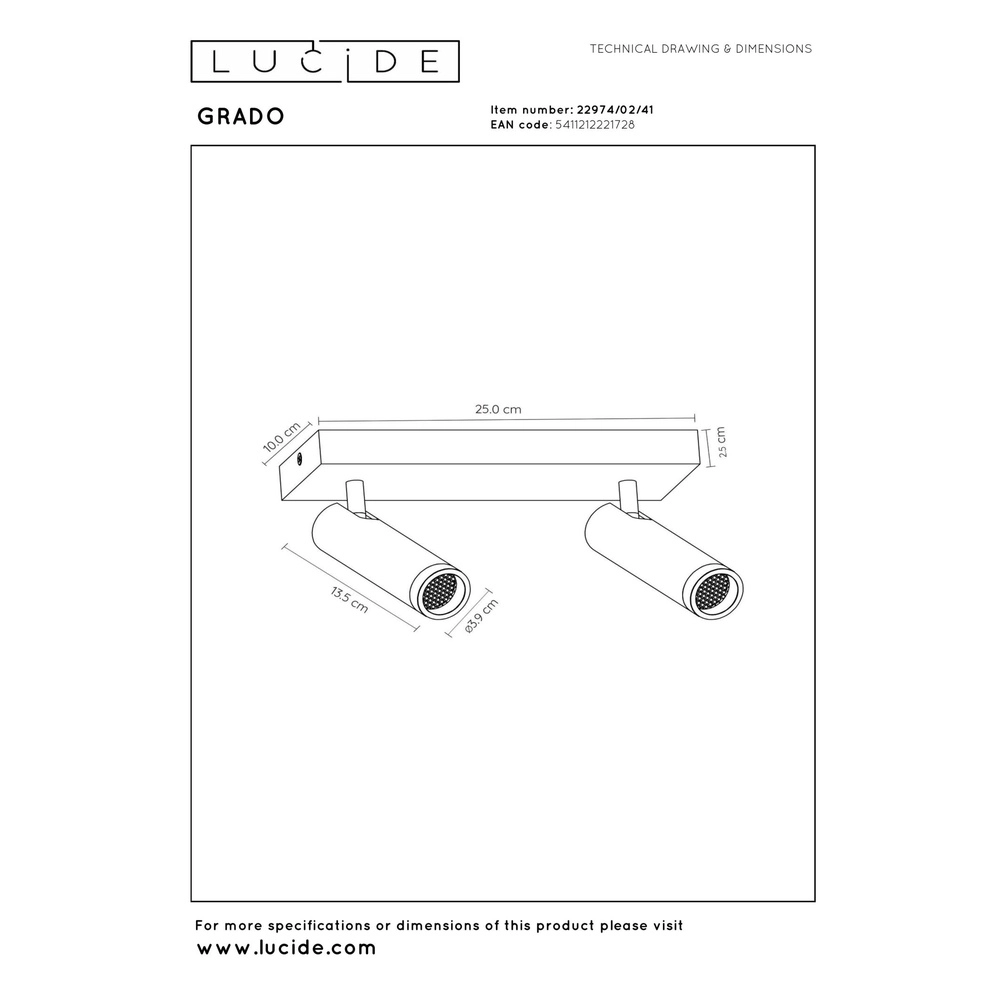 Lampe de plafond élégante Grado Brun sable 2 clairs Lucide 5411212221728