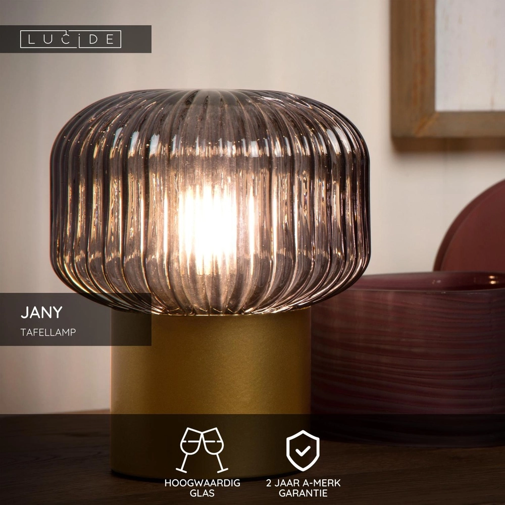 Lampe de table Jany Or avec verre fumé Lucide 5411212782663
