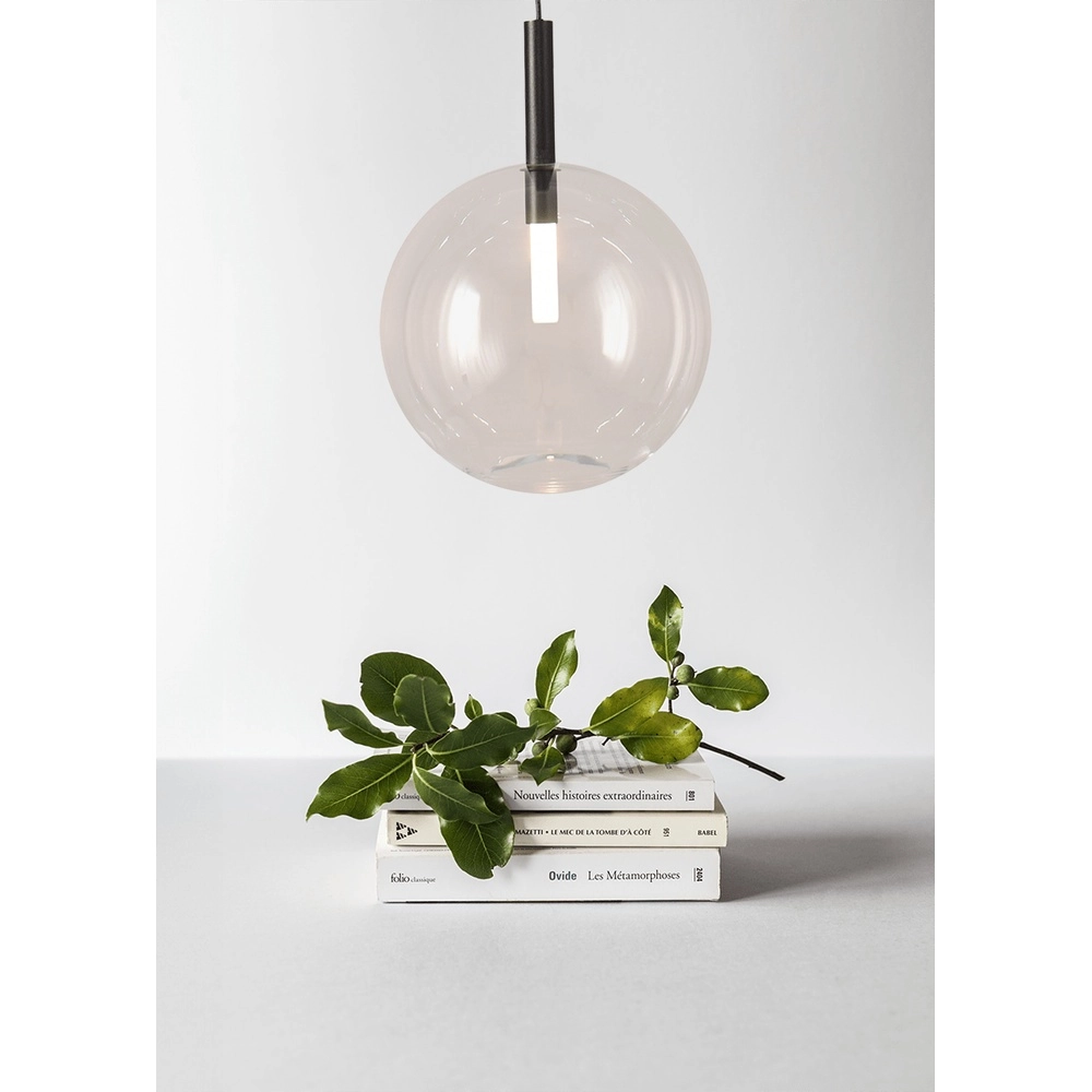 Lampe pendante Ø 24cm Lido Ball Noir avec verre transparent Masterlight 8718121335186