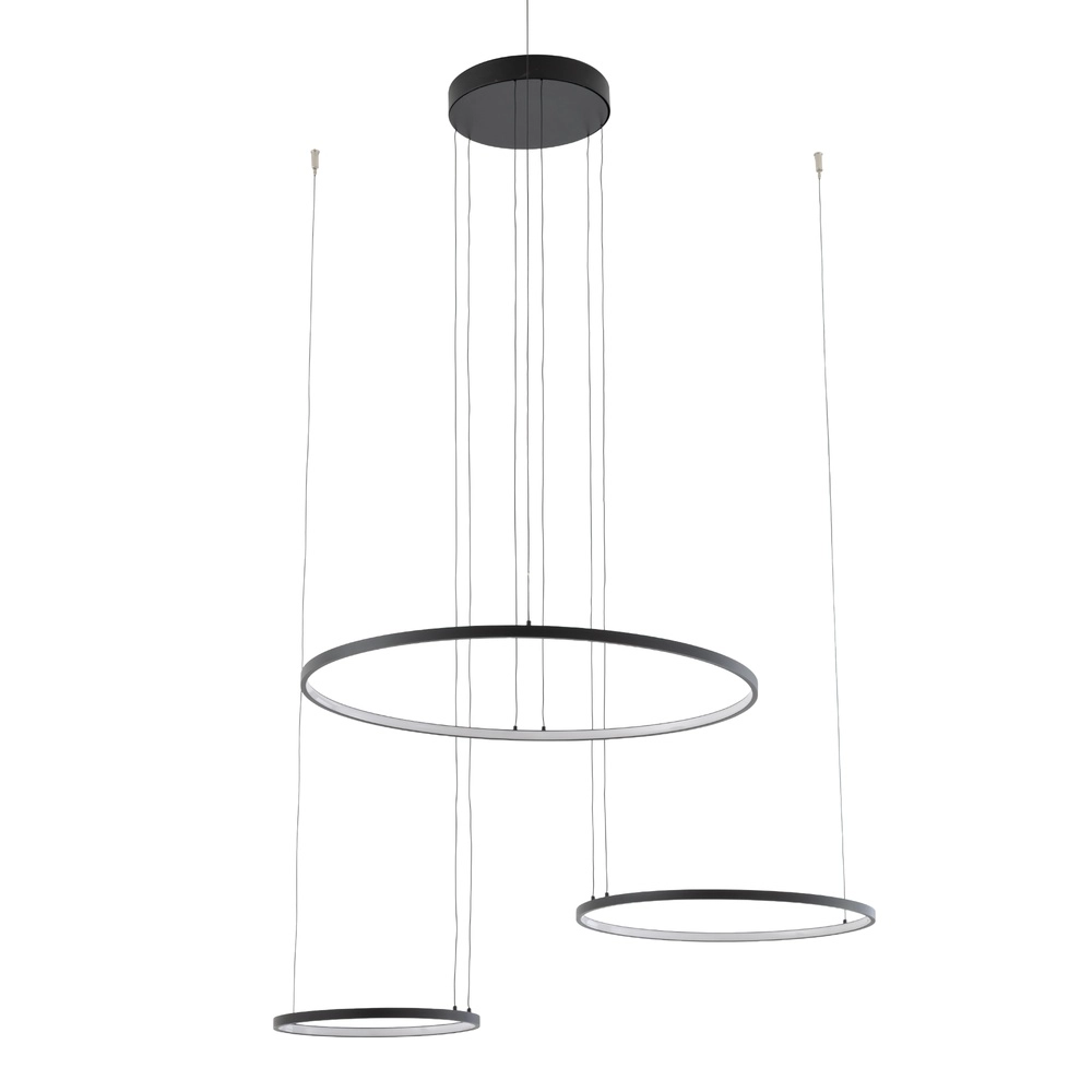 Lampe pendante de conception Circolo Led 3 anneaux noirs Lyora 5903139116480