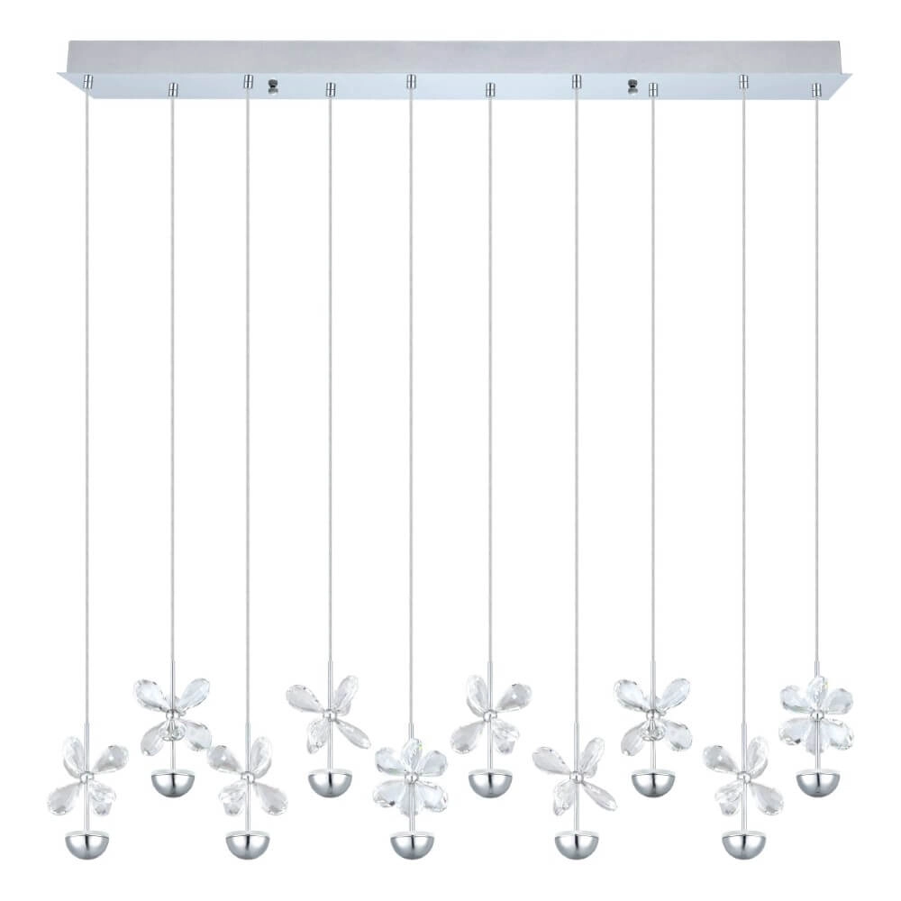 Lampe suspendue unique Pianopoli fleurs chromées Lampe suspendue unique Pianopoli fleurs chromées