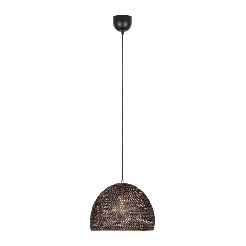 Lampe suspendue en rotin noir Kamara Ø 36 cm Trio 4017807617344