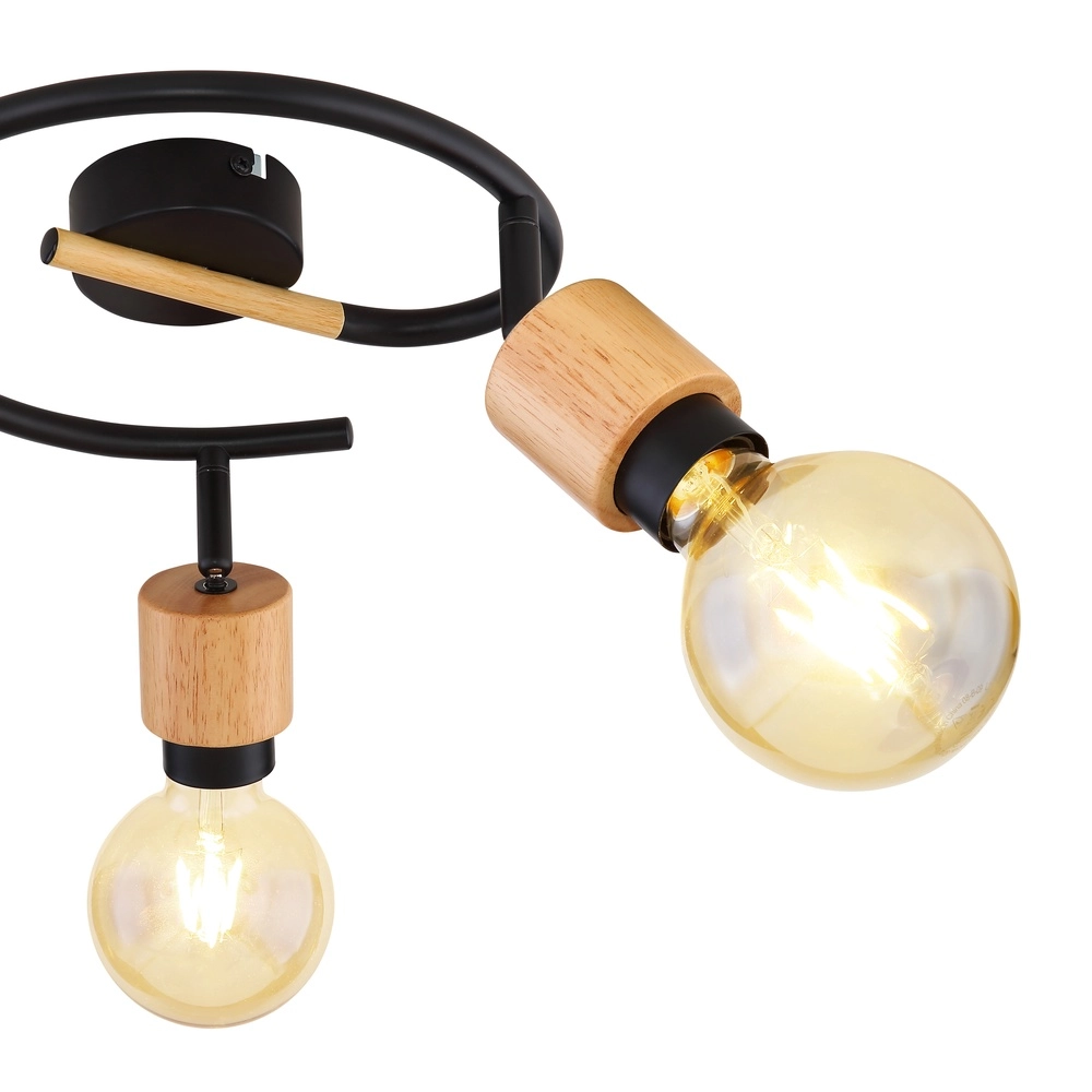 Lampe de plafond Jorna 3-noir clair avec bois Globo 9007371405282