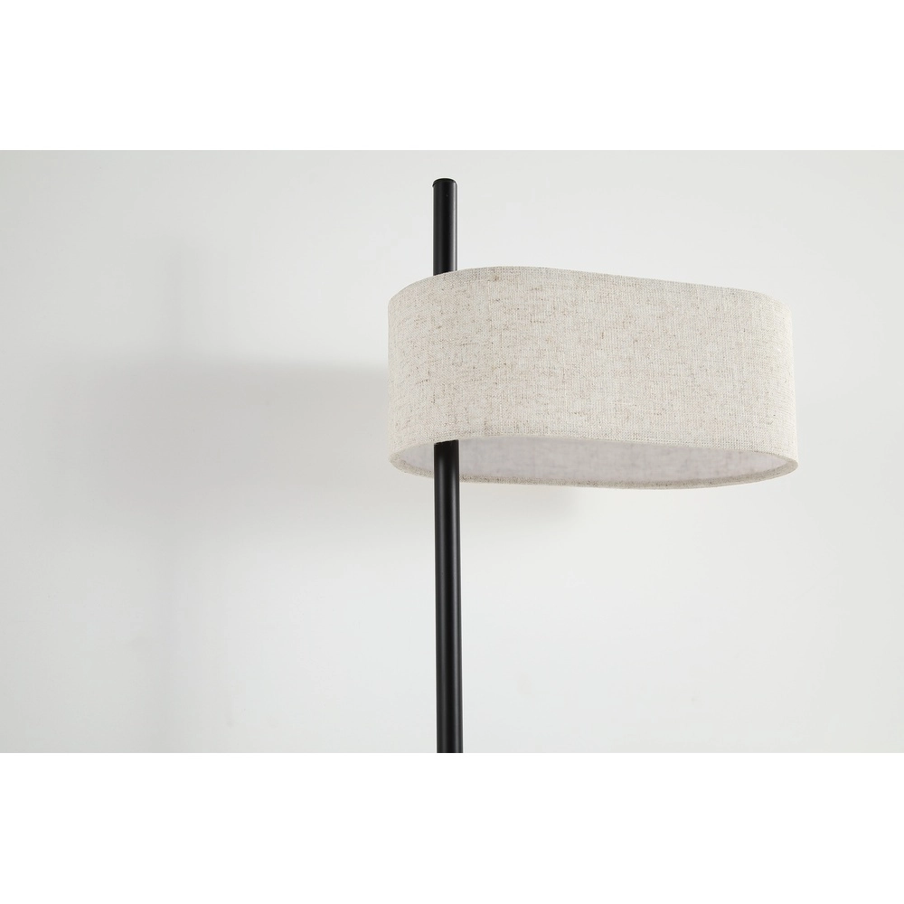 Lampe de table Hessian noir avec abat-jour en lin Searchlight 5053423296715