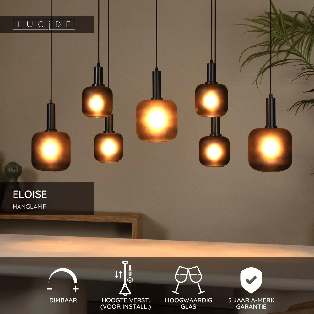 Lampe pendante noire Eloise 7 lumières Lucide 5411212452481