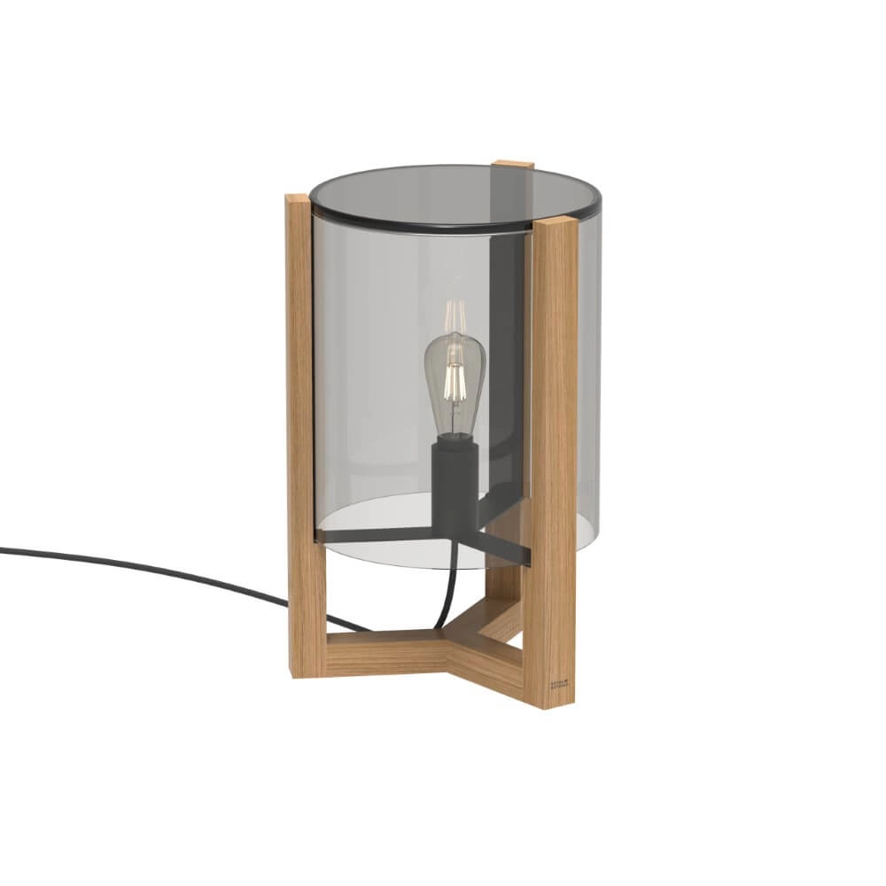 Lampe de table 50cm Tristar teck avec verre fumé