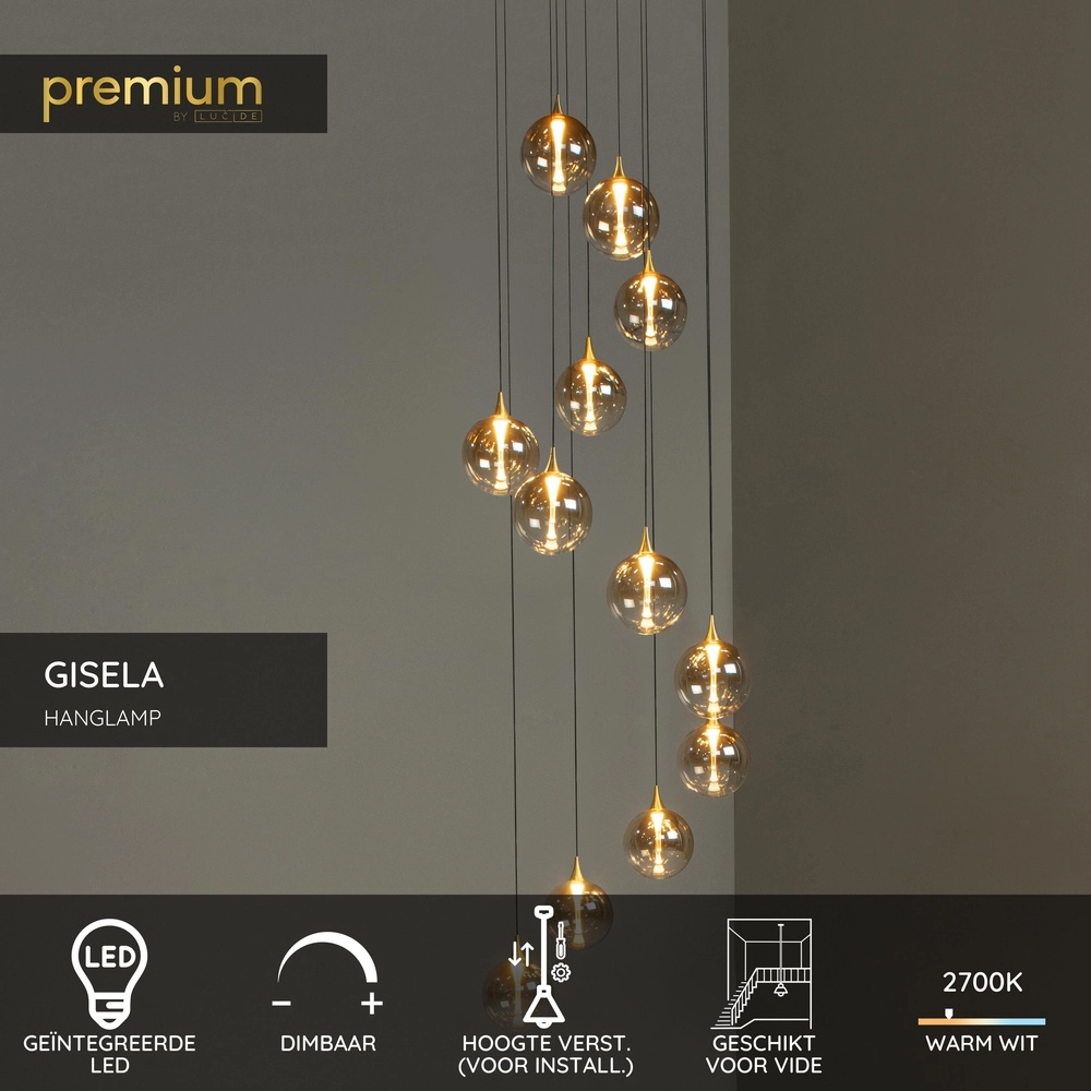 Suspension LED de conception Gisela Fanade - 12x Ø 16cm Premium by Lucide 5411212134851