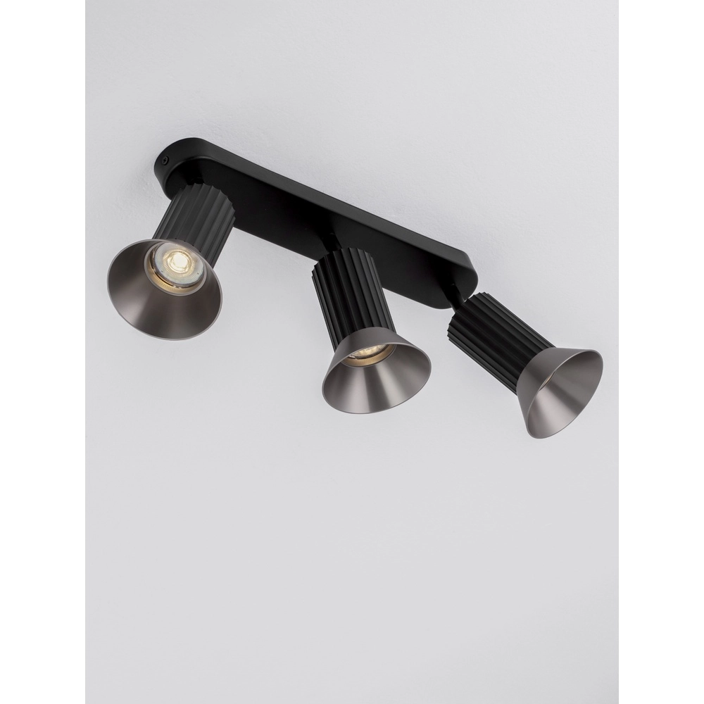 Plafonnier Luvia 3 lumières noir avec bronze Lyora 5212017475541