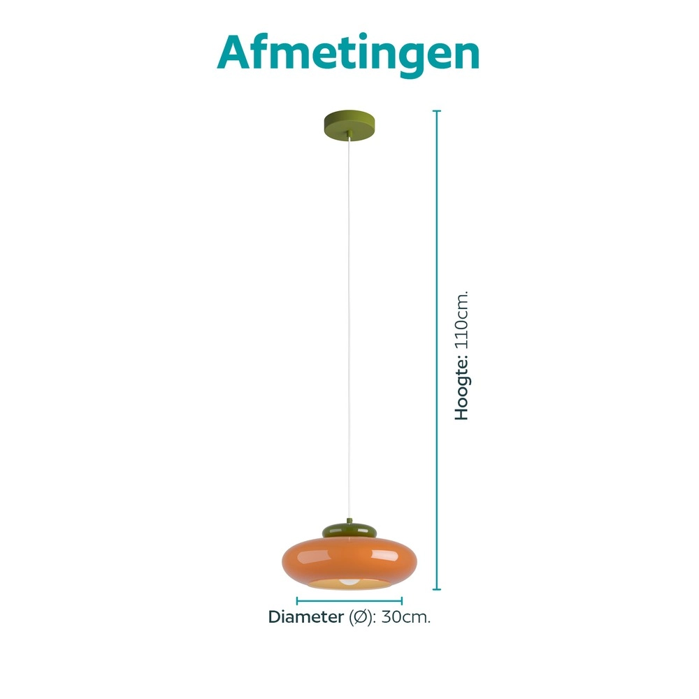 Lampe pendante de conception Berardelli orange avec vert Ø 32cm Eglo 9008606405008
