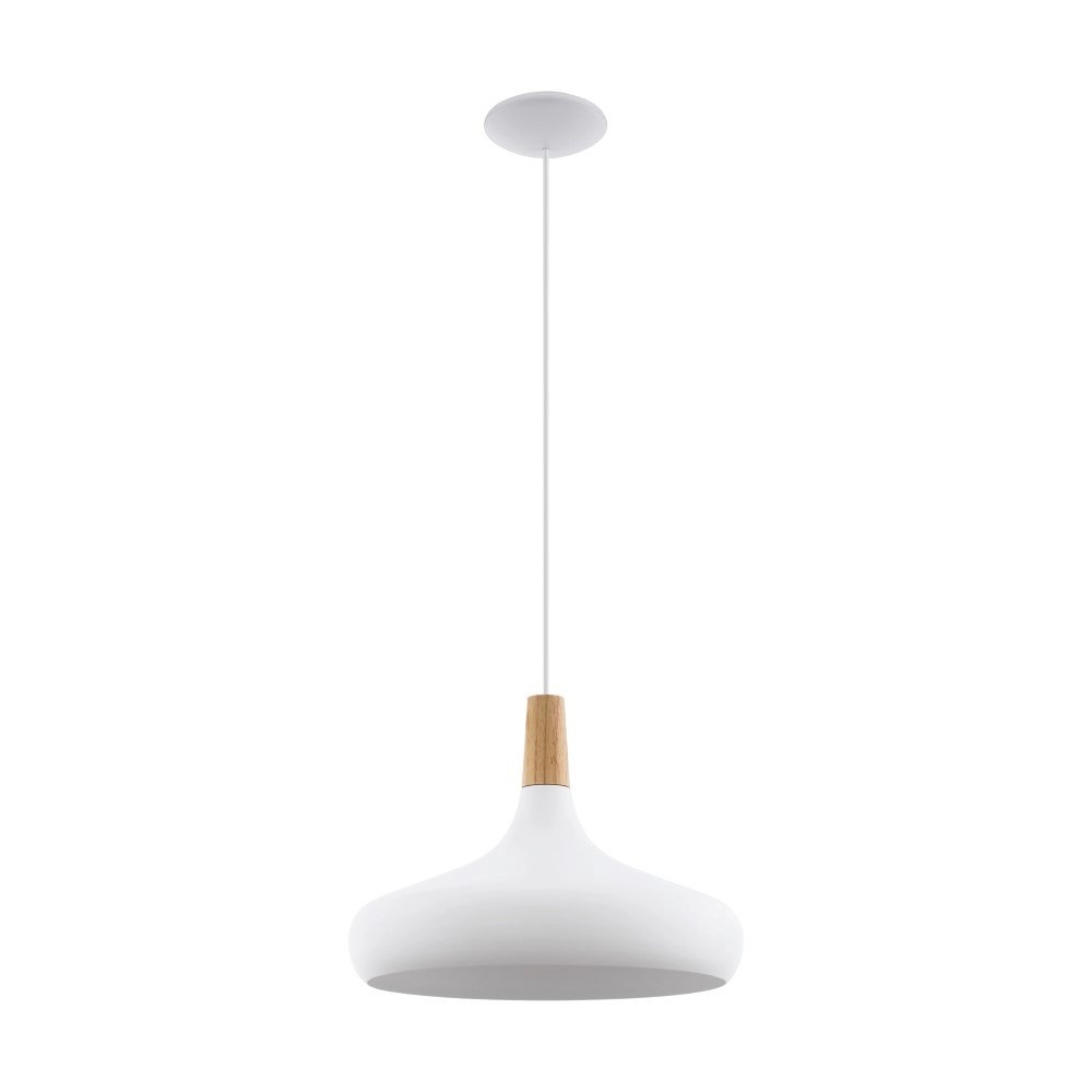 Lampe à suspension Sabinar 40cm blanc avec bois marron Eglo 9008606299997