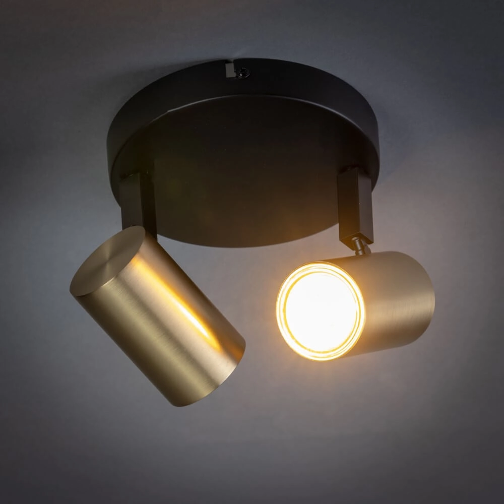 Spot double en saillie The Common noir avec de l'or ETH 8720195304319