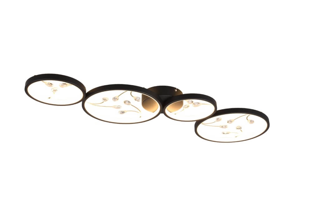 Plafonnier LED noir Groovy 4 lumières Trio 4017807541885