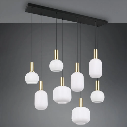 Lampe suspendue pour salle à manger Diva 8 lumières - verre blanc Trio 4017807614527