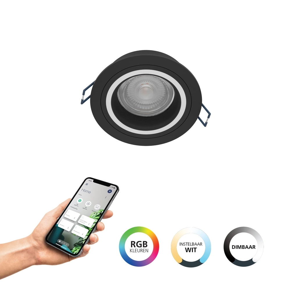 Tache en retrait Zigbee Carosso-Z Noir - rond Eglo 9008606259809