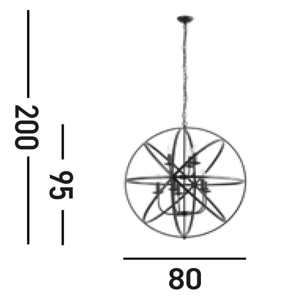 Suspension ancienne Orbit 8 lumières noir Searchlight 5053423271927