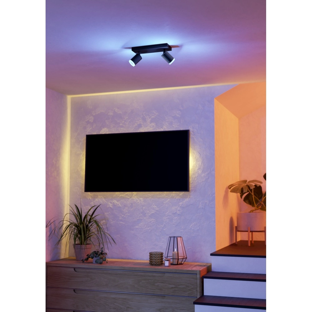 Spot apparent intelligent Melitello-Z noir 2 lumières Eglo 9008606358120