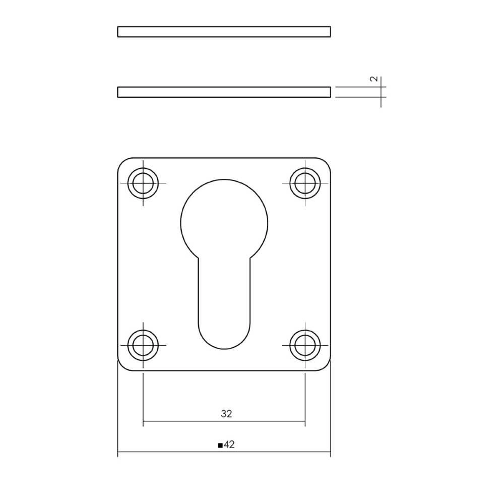 Lot de 2 rosaces cylindriques Tira carré en acier inoxydable 2mm Intersteel 8714186635438