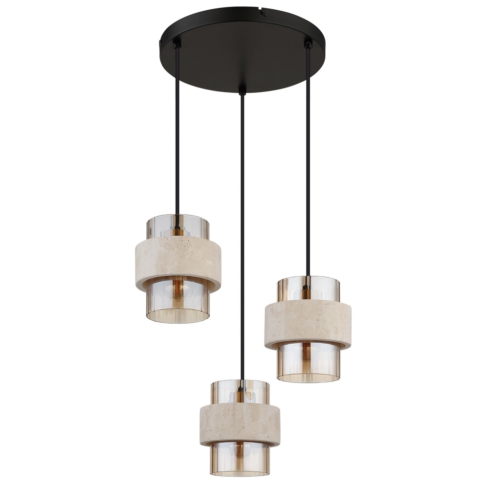 Lampe pendante à 3 lampes Daren noir avec marbre Globo 9007371589654
