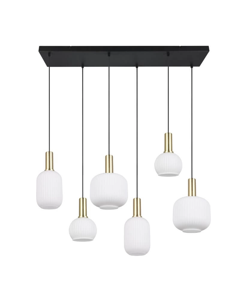 Lampe suspendue pour salle à manger Diva 6 lumières - verre blanc Trio 4017807614510