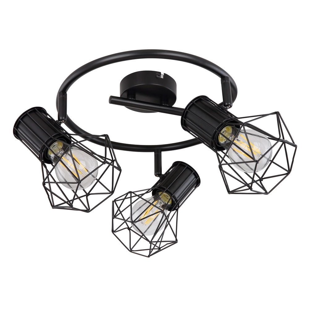 Lampe de plafond ronde Priska Noir à 3 lumières Globo 9007371403172