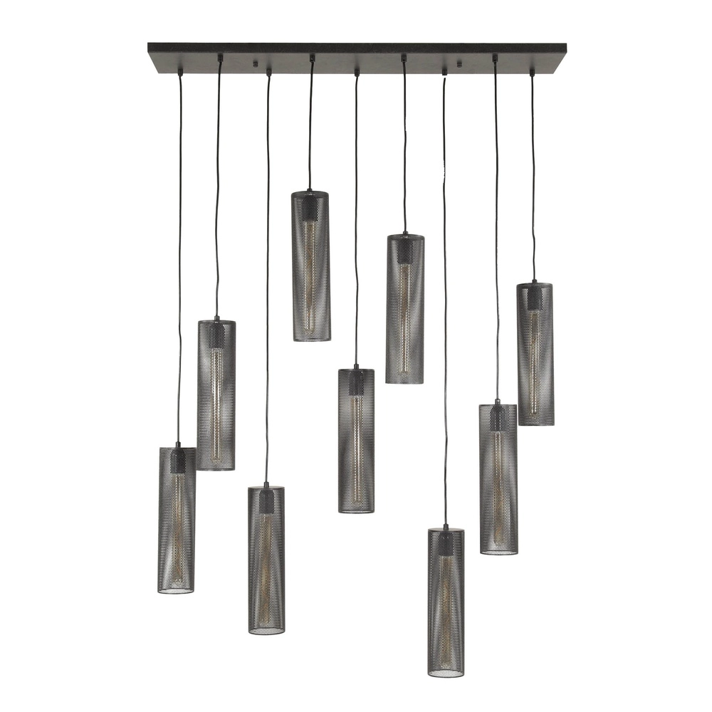 Lampe suspendue tubulaire Tube 9 lumières - noir arctique Lyora 8716803511545
