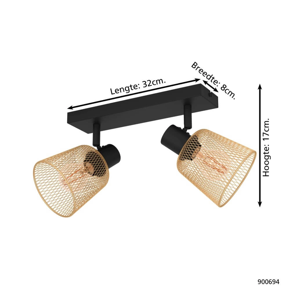 Plafonnier Coslada 2 lumières - or avec noir Eglo 9008606262069