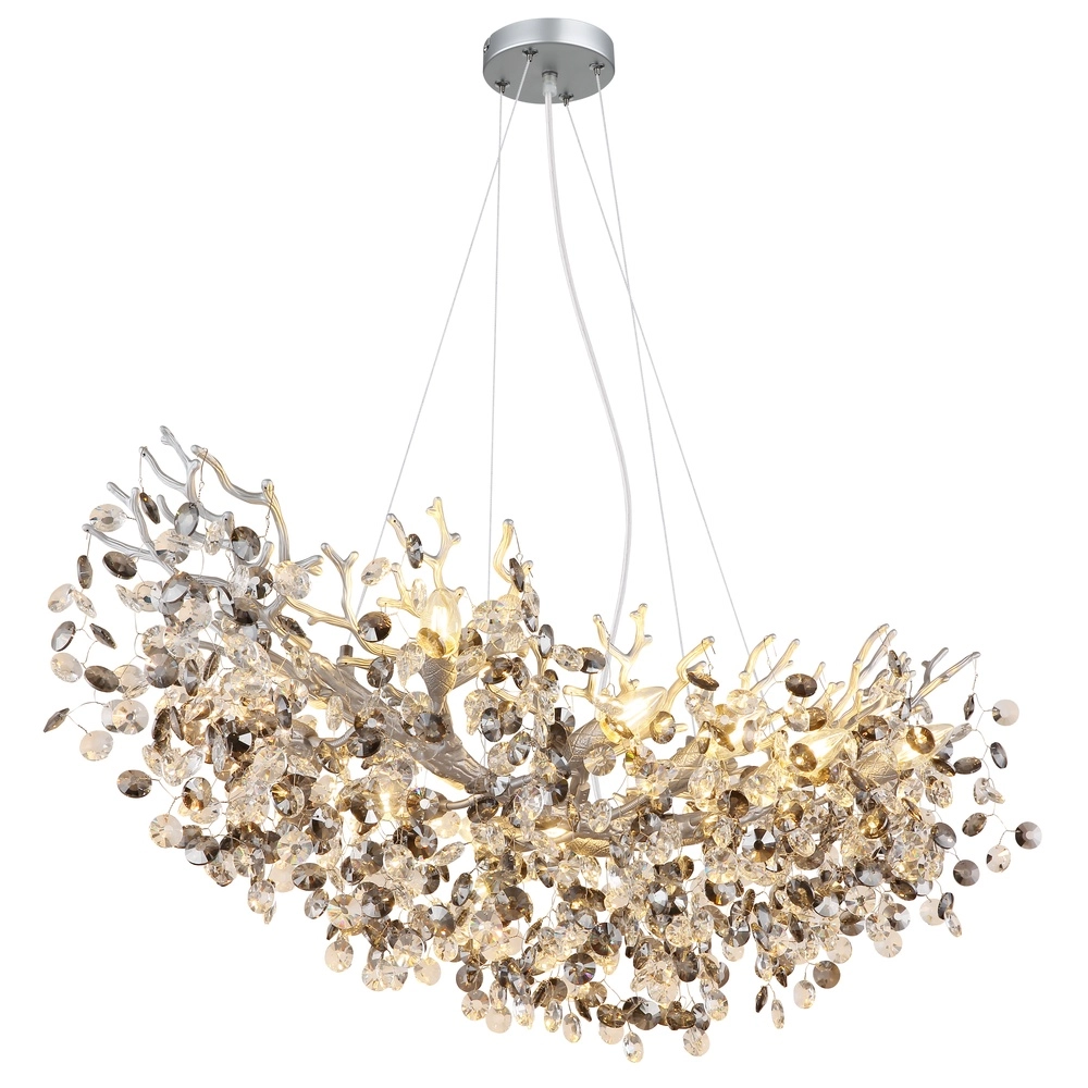 Lampe suspendue Queena Gris argenté 100 cm