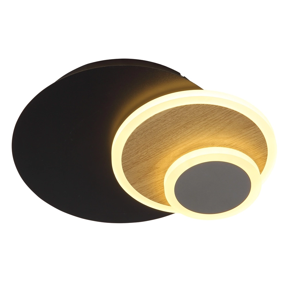 Lampe murale noire Odonell avec du bois Globo 9007371566419